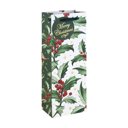 Holly Christmas Bottle Bag