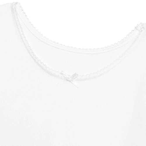 M&S Girls Pure Cotton Bow Vests, 13-14 Y, White