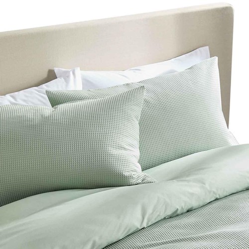 M&S Pure Cotton Waffle Bedding Set, Super King Size (6 ft), Green