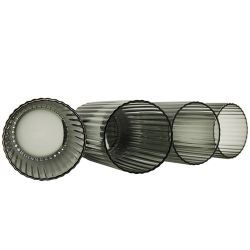 M&S Celine Ribbed Hi Ball Set, Dark Grey