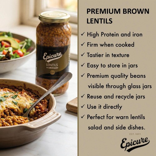 Epicure Brown Lentils in Water