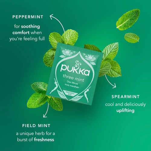 PUKKA Organic Three Mint Tea with Peppermint 40 Herbal Tea Bags
