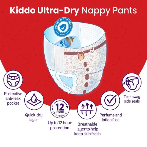Ocado Kiddo Ultra-Dry Nappy Pants Size 7 (17+kg)