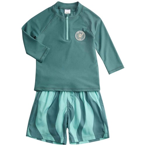 M&S Boys Striped Swim Set, 4-5 Y, Green