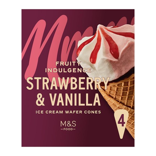 M&S 4 Strawberry Ice Cream Cones