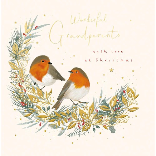 Wonderful Grandparents Robins Christmas Card