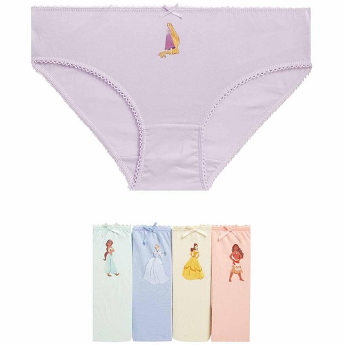 M&S Girls Cotton Rich Disney Princess Knickers, 3-4 Years