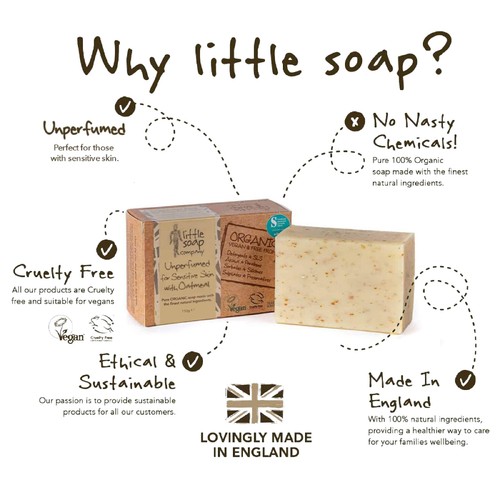 Little Soap Company Organic Bar Soap Unperfumed for Sensitive Skin