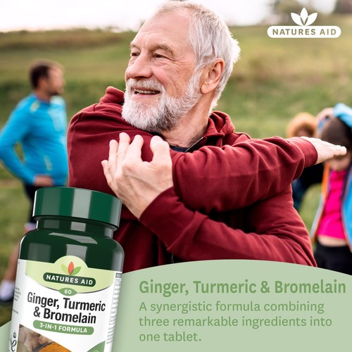 Natures Aid Ginger, Turmeric & Bromlelain Supplement Tablets 