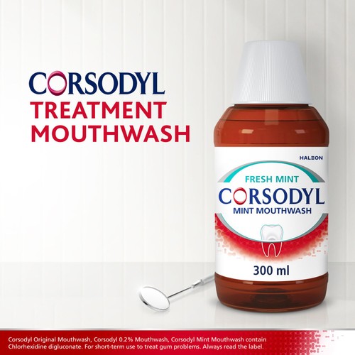 Corsodyl Medicated Antibacterial Mouthwash Fresh Mint, Alcohol Free