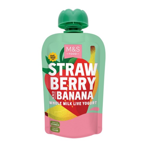 M&S Strawberry & Banana Whole Milk Live Yogurt