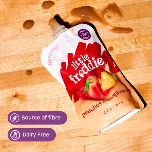 Little Freddie Organic Peaches & Raspberries Baby Food Pouch 6+ M