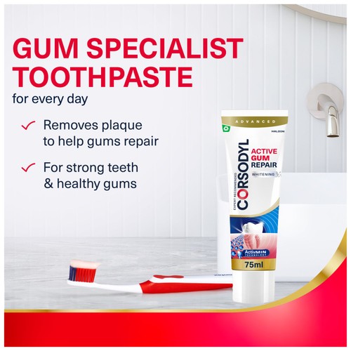 Corsodyl Active Gum Repair Whitening Toothpaste