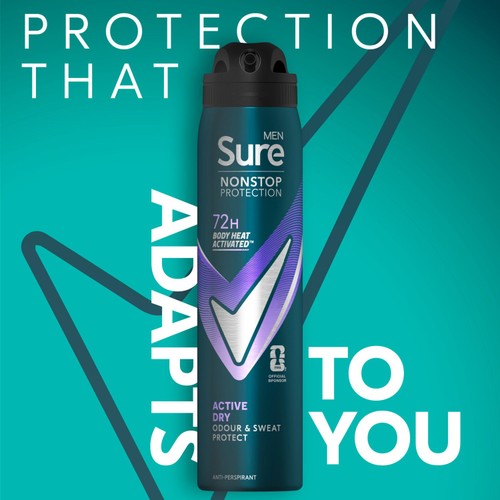Sure Men 72hr Nonstop Protection Active Dry Antiperspirant Deodorant