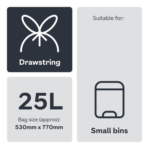 Ocado Small Tie Handle Pedal Bin Liners 25L