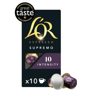 L'OR Nespresso Compatible Espresso Supremo x10 Aluminium Coffee Capsules Intensity 10