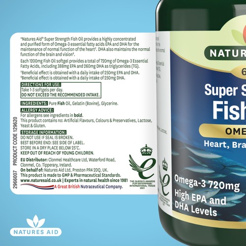 Natures Aid Super Strength Omega-3 Fish Oil Softgels