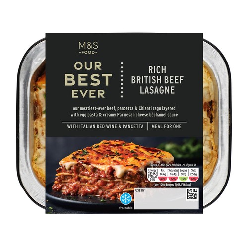 M&S Our Best Ever Rich Beef Lasagne Serves 1
