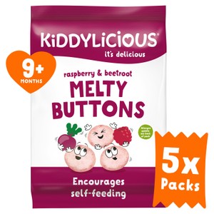 Kiddylicious Raspbery & Beetroot Melty Buttons Baby Snacks Multi