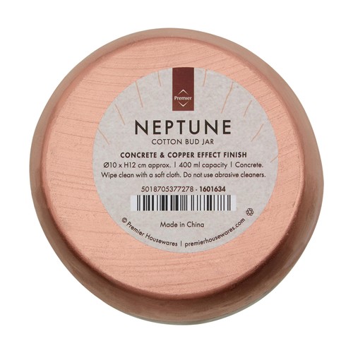 Premier Housewares Cotton Jar With Lid, Neptune, Copper and Concrete