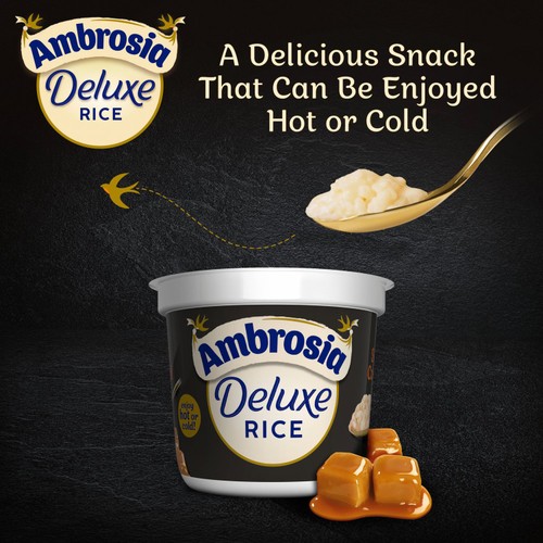 Ambrosia Deluxe Rice Pudding Salted Caramel Dessert Snack Pots