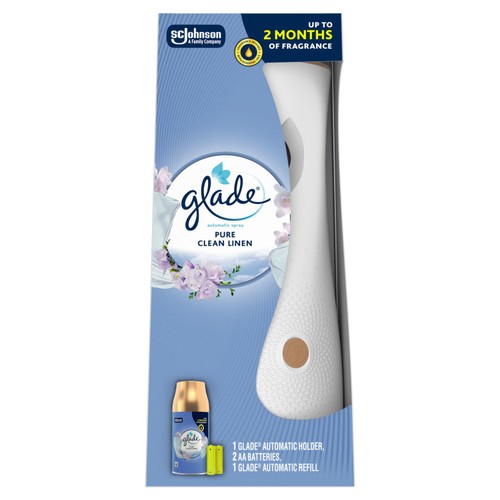 Glade Automatic Air Freshener Spray Holder & Refill Clean Linen