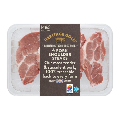 M&S Heritage Gold British Outdoor Bred 4 Pork Shoulder Steaks