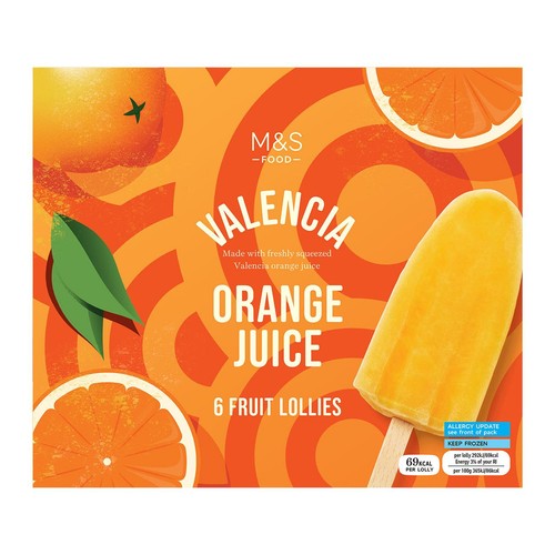 M&S 6 Valencia Orange Juice Ice Lollies