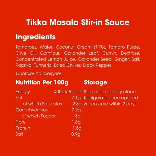 Bay's Kitchen Tikka Masala Low Fodmap Stir-in Sauce