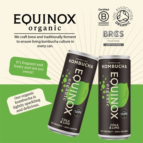 Equinox Organic Cola and Lime Kombucha