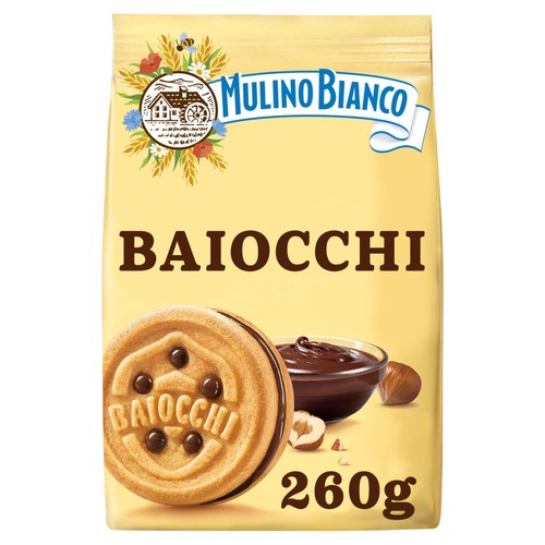 Mulino Bianco Baiocchi Biscuits with Hazelnut Cocoa Filling