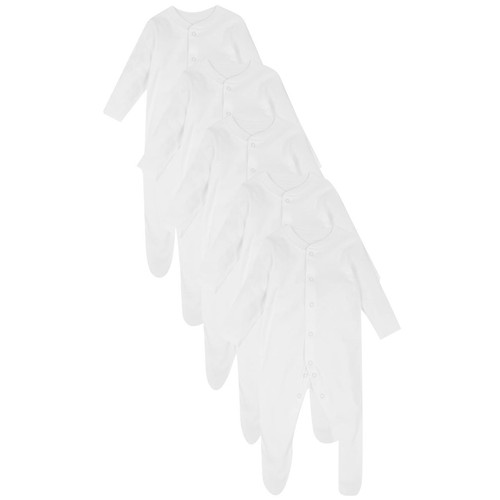 M&S Baby Pure Cotton Sleepsuits, White, 6-9 Months