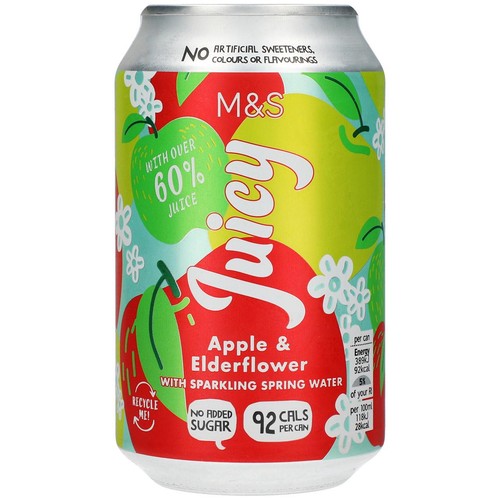 M&S Juicy Apple & Elderflower with Sparkling Spring Water Multipack