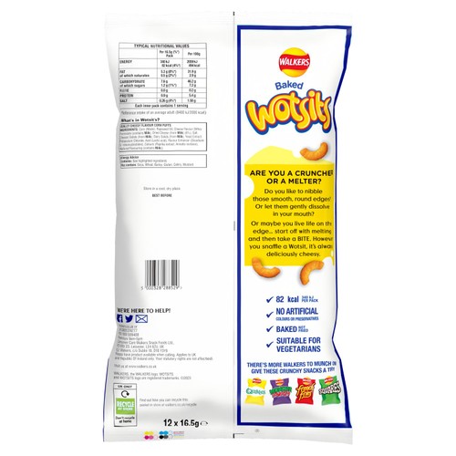 Walkers Wotsits Really Cheesy Multipack Snacks Crisps 12x16.5g