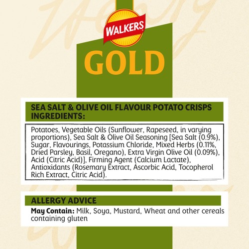 Walkers Gold Sea Salt & Olive Oil