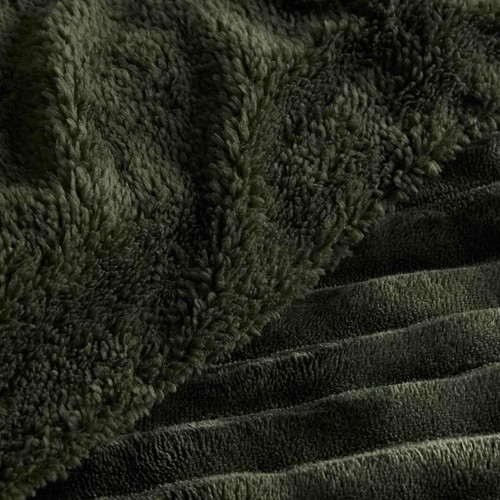 M&S Cloud Fleece Striped Bedding Set, King, Green
