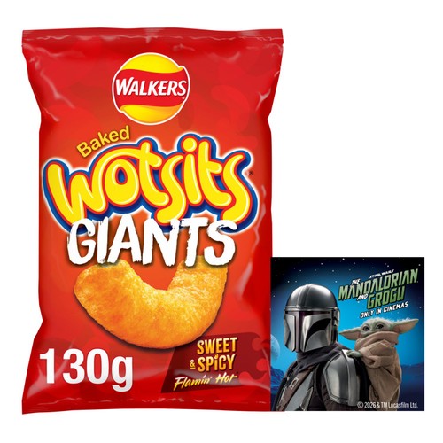 Walkers Wotsits Giants Sweet & Spicy Snacks Crisps 130g