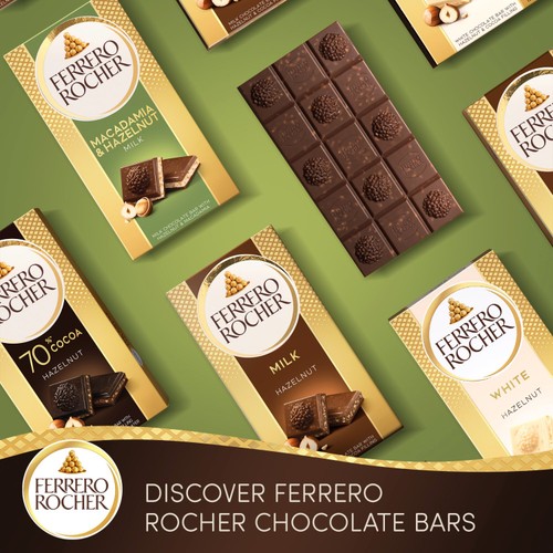 Ferrero Rocher Milk Chocolate with Hazelnut & Macadamia Bar