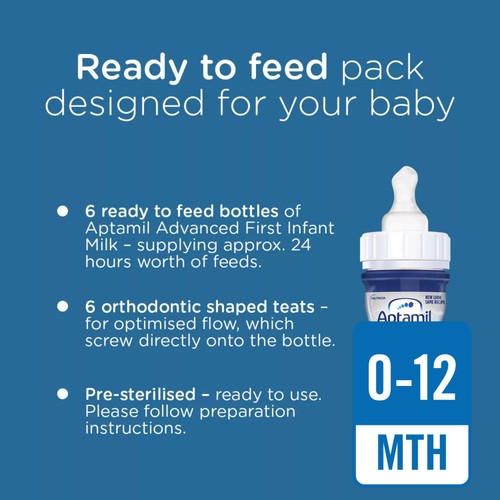 Aptamil Advanced 1 First Formula Baby Milk Liquid Starter Pack from Birth 
