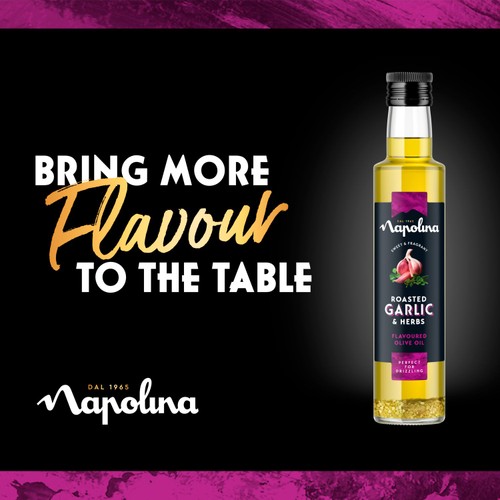 Napolina Roasted Garlic and Herbs Flavoured Olive Oil 250ml