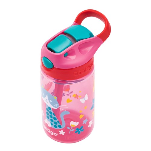 Contigo Gizmo Sip Kids Bottle 420ml Leakproof Straw Pink Cat