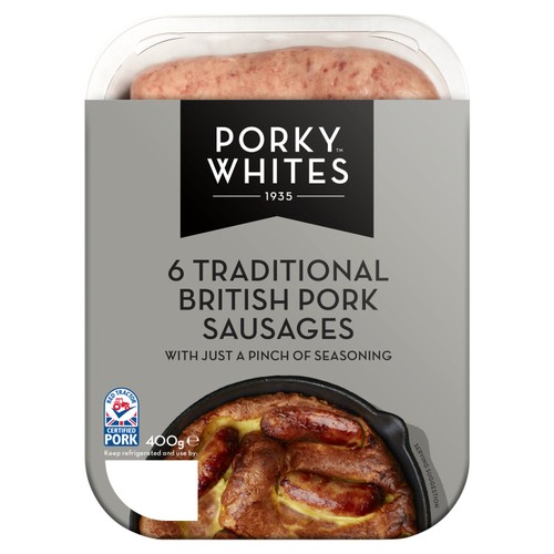 Porky Whites 6 Traditional Premium Pork Sausages