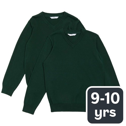 M&S Unisex 2Pk Cotton Jumper with Staynew 9-10Y