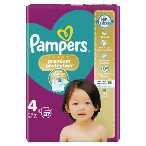 Pampers Premium Protection Nappies, Size 4 (9-14kg) Essential Pack