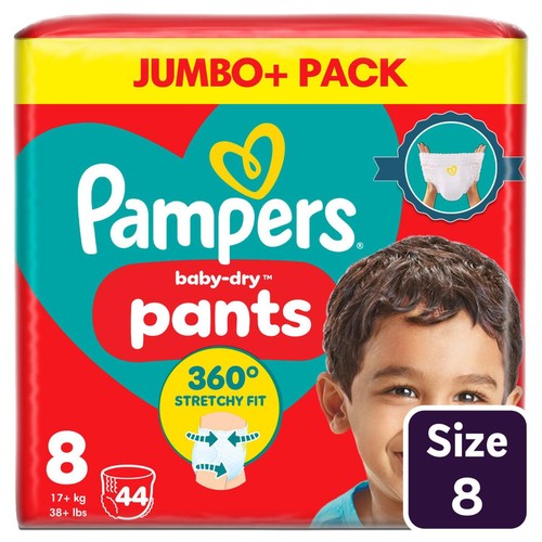Pampers Baby-Dry Nappy Pants Size 8 (17kg+) Jumbo Pack