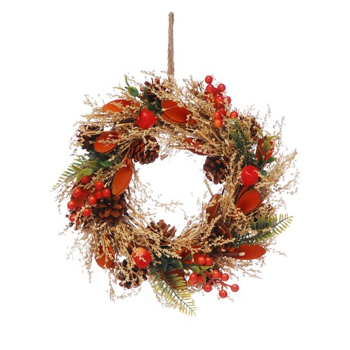 Festive Productions 30cm orange flowers/berries autumn wreath