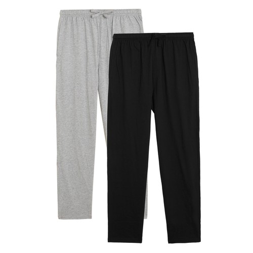 M&S 2 Pack Pure Cotton Pyjama Bottoms, S, Grey Mix