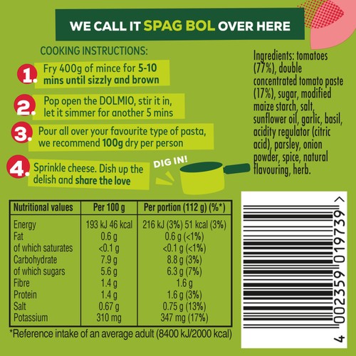 Dolmio Bolognese Smooth Tomato Pasta Sauce