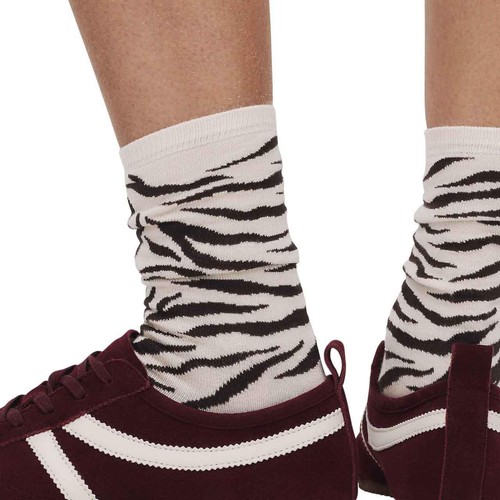 M&S Animal Print with Sparkle Crew Socks, Brown