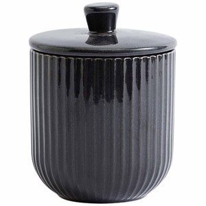 Small Ribbed Storage Jar, Charcoal